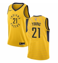 Men's Nike Indiana Pacers #21 Thaddeus Young Swingman Gold NBA Jersey Statement Edition