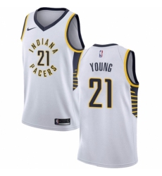 Women's Nike Indiana Pacers #21 Thaddeus Young Authentic White NBA Jersey - Association Edition