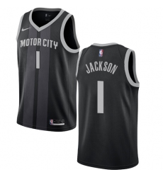 Women's Nike Detroit Pistons #1 Reggie Jackson Swingman Black NBA Jersey - City Edition