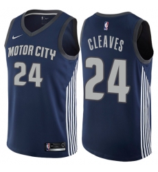 Men's Nike Detroit Pistons #24 Mateen Cleaves Swingman Navy Blue NBA Jersey - City Edition