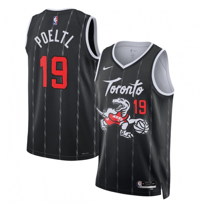 Men's Toronto Raptors #19 Jakob Poeltl Black 2025-26 City Edition Stitched Basketball Jersey