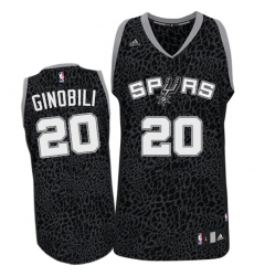 Men's Adidas San Antonio Spurs #20 Manu Ginobili Authentic Black Crazy Light NBA Jersey