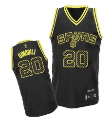 Men's Adidas San Antonio Spurs #20 Manu Ginobili Authentic Black Electricity Fashion NBA Jersey