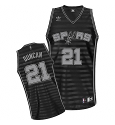 Men's Adidas San Antonio Spurs #21 Tim Duncan Swingman Black/Grey Groove NBA Jersey