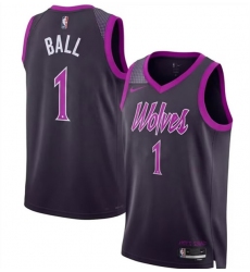 Men's Minnesota Timberwolves #1 LaMelo Ball 2026 Purple City Edition Stitched Jersey