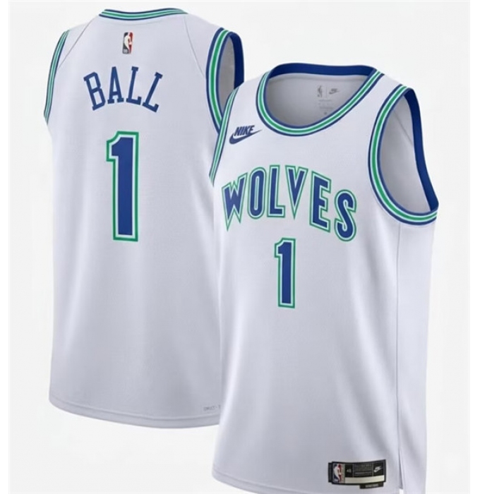 Men's Minnesota Timberwolves #1 LaMelo Ball 2026 White Classic Edition Stitched Jersey