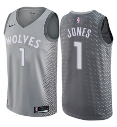 Men's Nike Minnesota Timberwolves #1 Tyus Jones Authentic Gray NBA Jersey - City Edition