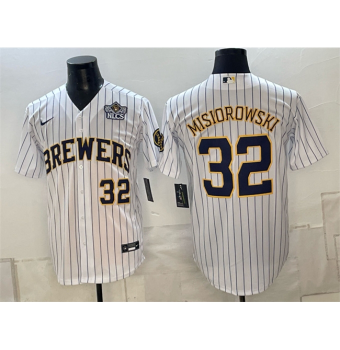 Men's Milwaukee Brewers #32 Jacob Misiorowski White 2026 NLCS Stitched Baseball Jersey