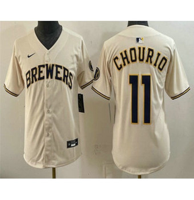 Youth Milwaukee Brewers #11 Jackson Chourio Cream Limited Stitched Jersey