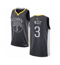 Men's Golden State Warriors #3 David West Swingman Black 2019 Basketball Finals Bound Basketball Jersey - Statement Edition