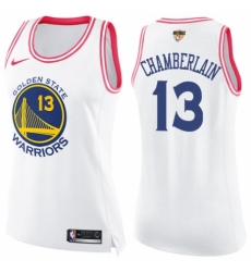 Women's Nike Golden State Warriors #13 Wilt Chamberlain Swingman White/Pink Fashion 2018 NBA Finals Bound NBA Jersey