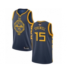 Men's Golden State Warriors #15 Latrell Sprewell Swingman Navy Blue Basketball 2019 Basketball Finals Bound Jersey - City Edition