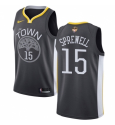 Women's Nike Golden State Warriors #15 Latrell Sprewell Swingman Black Alternate 2018 NBA Finals Bound NBA Jersey - Statement Edition