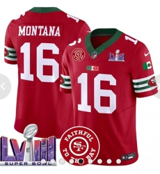 Men's San Francisco 49ers #16 Joe Montana Red 2023 F U S E And Faithful To The Bay Stitched Football Jersey