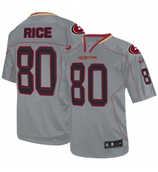 Men's Nike San Francisco 49ers #80 Jerry Rice Elite Lights Out Grey NFL Jersey
