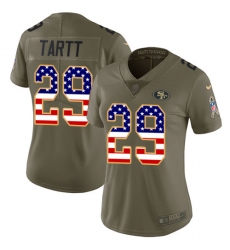 Women's Nike San Francisco 49ers #29 Jaquiski Tartt Limited Olive/USA Flag 2017 Salute to Service NFL Jersey