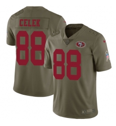 Men's Nike San Francisco 49ers #88 Garrett Celek Limited Olive 2017 Salute to Service NFL Jersey