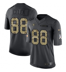 Youth Nike San Francisco 49ers #88 Garrett Celek Limited Black 2016 Salute to Service NFL Jersey