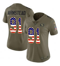 Women's Nike San Francisco 49ers #91 Arik Armstead Limited Olive/USA Flag 2017 Salute to Service NFL Jersey