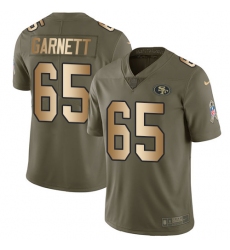 Youth Nike San Francisco 49ers #65 Joshua Garnett Limited Olive/Gold 2017 Salute to Service NFL Jersey