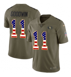 Men's Nike San Francisco 49ers #11 Marquise Goodwin Limited Olive/USA Flag 2017 Salute to Service NFL Jersey