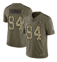 Men's Nike San Francisco 49ers #94 Solomon Thomas Limited Olive/Camo 2017 Salute to Service NFL Jersey