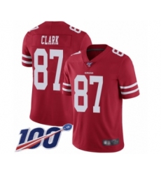 Men's San Francisco 49ers #87 Dwight Clark Red Team Color Vapor Untouchable Limited Player 100th Season Football Jersey