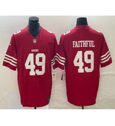 Men's Nike San Francisco 49ers #49 Faithful Red 2023 FUSE Vapor Limited Stitched Jersey