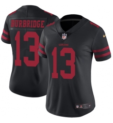 Women's Nike San Francisco 49ers #13 Aaron Burbridge Black Alternate Vapor Untouchable Limited Player NFL Jersey