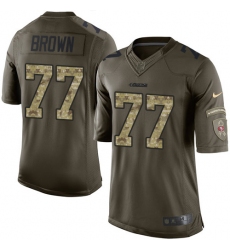 Men's Nike San Francisco 49ers #77 Trent Brown Elite Green Salute to Service NFL Jersey