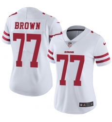 Women's Nike San Francisco 49ers #77 Trent Brown Elite White NFL Jersey