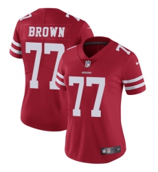 Women's Nike San Francisco 49ers #77 Trent Brown Red Team Color Vapor Untouchable Limited Player NFL Jersey