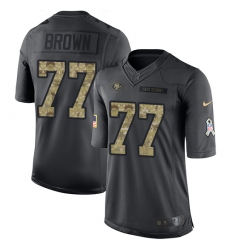 Youth Nike San Francisco 49ers #77 Trent Brown Limited Black 2016 Salute to Service NFL Jersey
