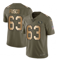 Youth Nike San Francisco 49ers #63 Brandon Fusco Limited Olive/Gold 2017 Salute to Service NFL Jersey