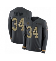 Men's Nike Chicago Bears #34 Walter Payton Limited Black Salute to Service Therma Long Sleeve NFL Jersey