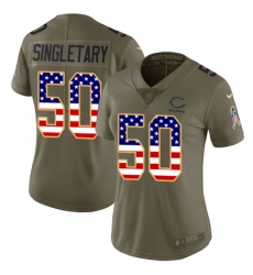 Women's Nike Chicago Bears #50 Mike Singletary Limited Olive/USA Flag Salute to Service NFL Jersey