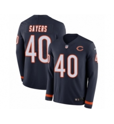 Men's Nike Chicago Bears #40 Gale Sayers Limited Navy Blue Therma Long Sleeve NFL Jersey