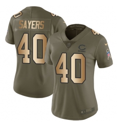 Women's Nike Chicago Bears #40 Gale Sayers Limited Olive/Gold Salute to Service NFL Jersey