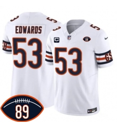 Men's Chicago Bears #53 T.J. Edwards White 2026 With Mike Ditka 89 And 1-Star C Vapor Untouchable Limited Football Stitched Jersey