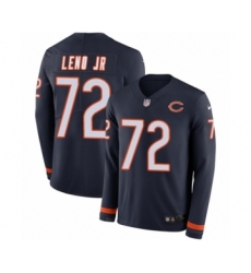Men's Nike Chicago Bears #72 Charles Leno Limited Navy Blue Therma Long Sleeve NFL Jersey