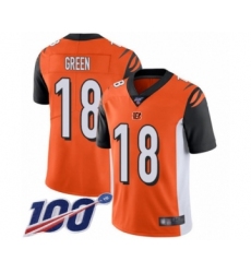 Men's Cincinnati Bengals #18 A.J. Green Orange Alternate Vapor Untouchable Limited Player 100th Season Football Jersey