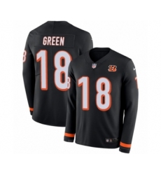 Youth Nike Cincinnati Bengals #18 A.J. Green Limited Black Therma Long Sleeve NFL Jersey