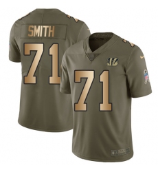 Youth Nike Cincinnati Bengals #71 Andre Smith Limited Olive/Gold 2017 Salute to Service NFL Jersey