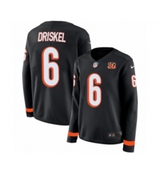 Women's Nike Cincinnati Bengals #6 Jeff Driskel Limited Black Therma Long Sleeve NFL Jersey