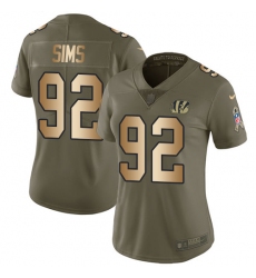 Women's Nike Cincinnati Bengals #92 Pat Sims Limited Olive/Gold 2017 Salute to Service NFL Jersey