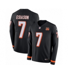 Youth Nike Cincinnati Bengals #7 Boomer Esiason Limited Black Therma Long Sleeve NFL Jersey