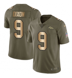 Men's Nike Denver Broncos #9 Riley Dixon Limited Olive/Gold 2017 Salute to Service NFL Jersey