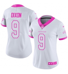 Women's Nike Denver Broncos #9 Riley Dixon Limited White/Pink Rush Fashion NFL Jersey