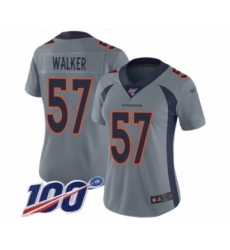 Women's Denver Broncos #57 Demarcus Walker Limited Silver Inverted Legend 100th Season Football Jersey