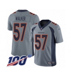 Youth Denver Broncos #57 Demarcus Walker Limited Silver Inverted Legend 100th Season Football Jersey